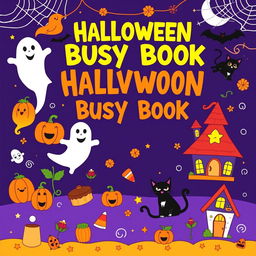 A vibrant Halloween themed busy book, sized 11 inches by 8