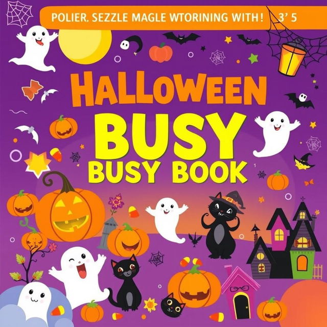 A vibrant Halloween themed busy book, sized 11 inches by 8