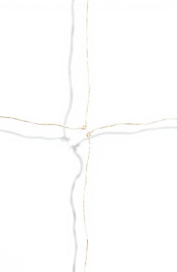 A broken romantic string with a bright white background, the string appears to be frayed and twisted, symbolizing a lost connection, softly illuminated to emphasize the delicate texture of the string, with a subtle shadow cast on the background to add depth and dimension