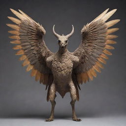 An imaginative multi-headed creature, each head belonging to a different animal, all integrated into a single body with spectacular wings.