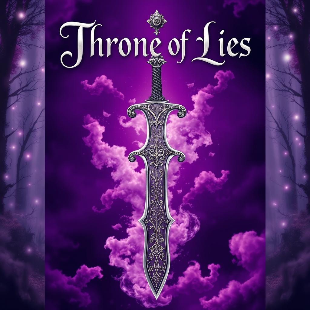 A captivating book cover for a romantic fantasy novel titled 'Throne of Lies'