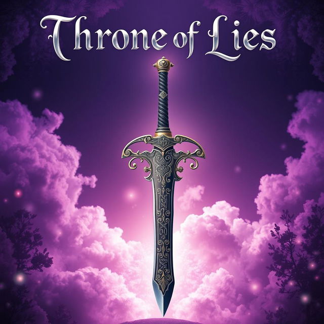 A captivating book cover for a romantic fantasy novel titled 'Throne of Lies'