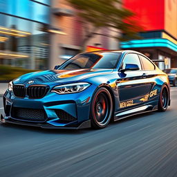 A sleek, modified BMW G22 featuring a custom wide body kit, showcasing aggressive lines and a lowered stance