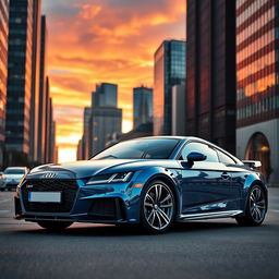 A striking combination car that merges the sleek, aerodynamic design of an Audi R8 with the sporty, aggressive characteristics of a BMW M3