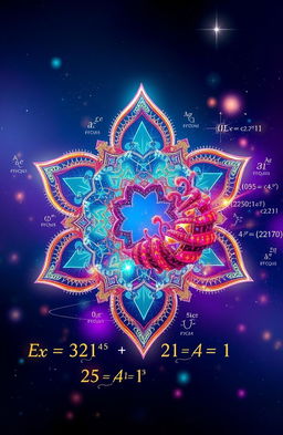 A visually stunning illustration of a mathematical concept, featuring intricate fractals and geometric shapes, beautifully arranged in a colorful and harmonious pattern