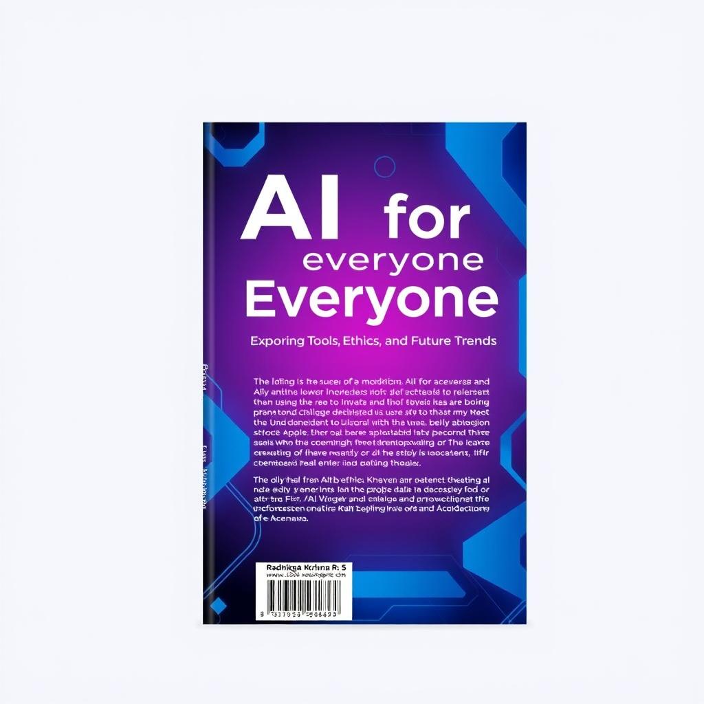 A visually appealing and modern book cover design for 'AI for Everyone: Exploring Tools, Ethics, and Future Trends', written by Radhika Krishna R S