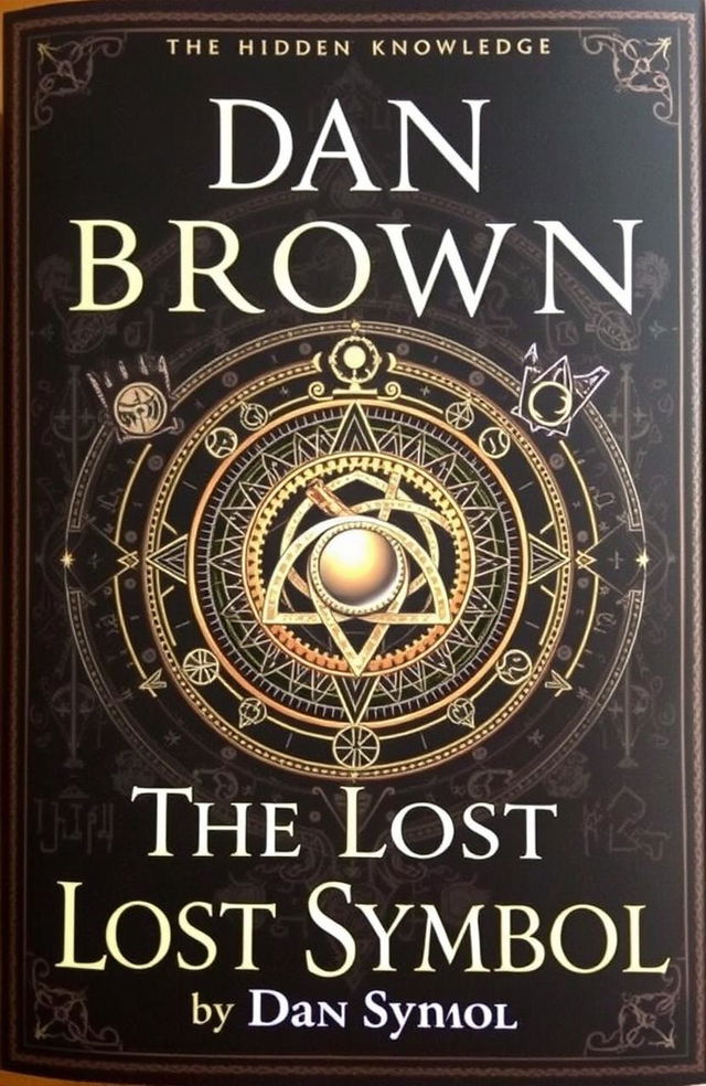 A book cover for 'The Lost Symbol' by Dan Brown, featuring a rich tapestry of ancient and modern symbols intricately woven together