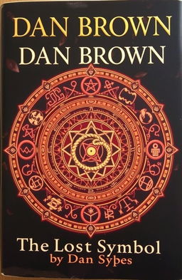 A book cover for 'The Lost Symbol' by Dan Brown, featuring a rich tapestry of ancient and modern symbols intricately woven together