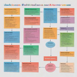 A colorful, schematic representation of an English language lesson, with key words, phrases, and grammar structures arranged in an intuitive and engaging diagram.