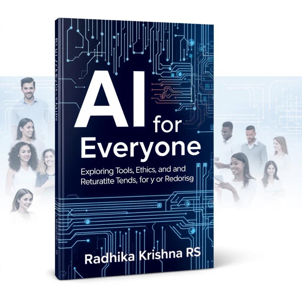 A captivating front cover design for a book titled 'AI for Everyone: Exploring Tools, Ethics, and Future Trends' written by Radhika Krishna R S