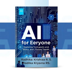 A captivating front cover design for a book titled 'AI for Everyone: Exploring Tools, Ethics, and Future Trends' written by Radhika Krishna R S