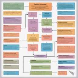 A colorful, schematic representation of an English language lesson, with key words, phrases, and grammar structures arranged in an intuitive and engaging diagram.