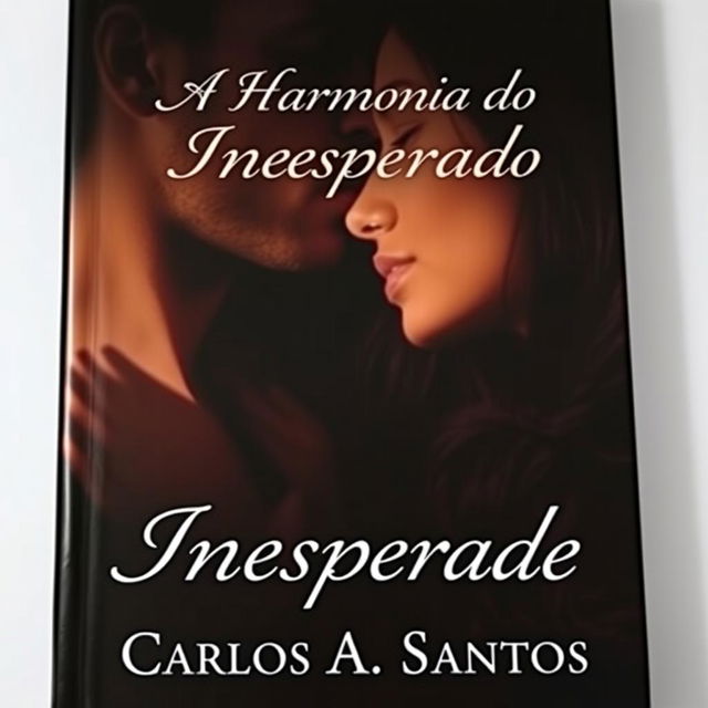 A captivating book cover for a romance novel featuring a man and a woman almost kissing, their faces just inches apart, creating a sense of intimacy