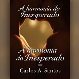 A romantic book cover for the novel titled 'A Harmonia do Inesperado', featuring a man and a woman almost kissing, their faces expressed in a tender moment of closeness