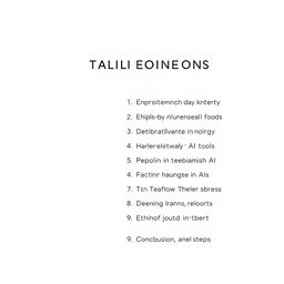 An elegant and professional table of contents design for the book titled 'AI for Everyone: Exploring Tools, Ethics, and Future Trends'