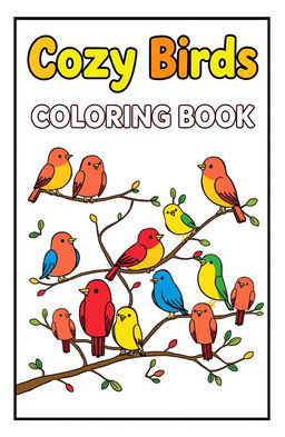 A cozy and inviting book cover for 'Cozy Birds Coloring Book: Bold And Easy'