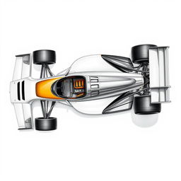 Hyper-realistic technical drawings from a top view perspective of the McLaren MP4/4 Formula 1 car from 1989