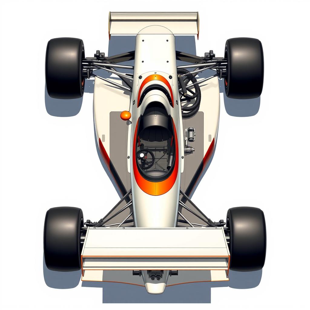 Hyper-realistic technical drawings of the McLaren MP4/4 Formula 1 car from 1989