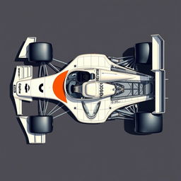Hyper-realistic technical drawings of the McLaren MP4/4 Formula 1 car from 1989