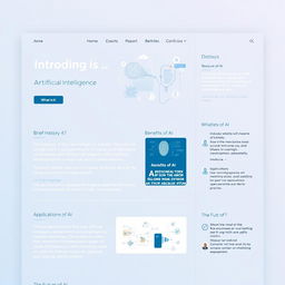 A comprehensive webpage design that introduces Artificial Intelligence (AI)