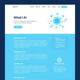 A comprehensive webpage design that introduces Artificial Intelligence (AI)