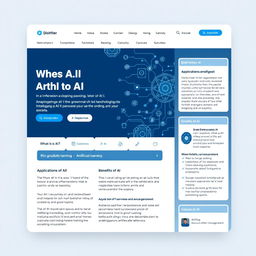 A comprehensive webpage design that introduces Artificial Intelligence (AI)