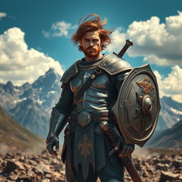A cool, self-proclaimed warrior standing confidently in an epic landscape
