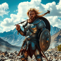 A cool, self-proclaimed warrior standing confidently in an epic landscape