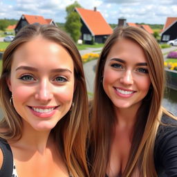 Two beautiful 25-year-old women from the Netherlands, showcasing their stunning features and large breasts
