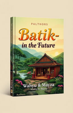 A captivating book cover design for "Batik-in The Future" featuring a vintage batik store depicted with aesthetic charm
