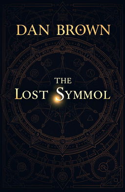 A captivating book cover design for "The Lost Symbol" by Dan Brown, featuring a rich array of intricate and mysterious symbols, such as ancient runes, alchemical symbols, and geometrical shapes