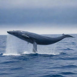 A magnificent and detailed portrayal of a Blue whale, the largest animal on Earth, swimming gracefully through a vast and vibrant ocean.