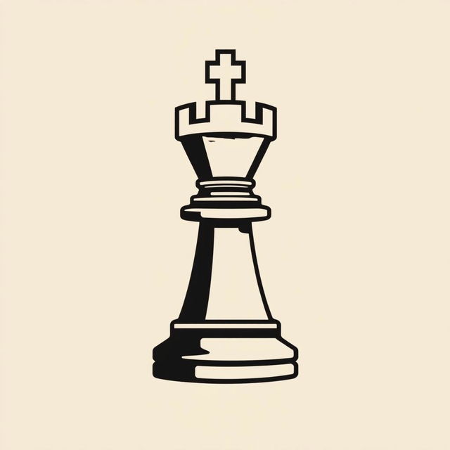 A classic representation of a chess rook symbol, featuring a traditional design with a detailed tower structure, complete with crenellations on top