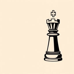 A classic representation of a chess rook symbol, featuring a traditional design with a detailed tower structure, complete with crenellations on top