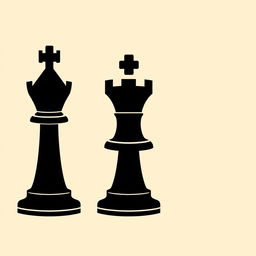 A classic representation of a chess rook symbol, featuring a traditional design with a detailed tower structure, complete with crenellations on top
