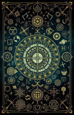 A mysterious and captivating book cover featuring a plethora of intricate and cryptic symbols, seamlessly intertwined in a mesmerizing pattern