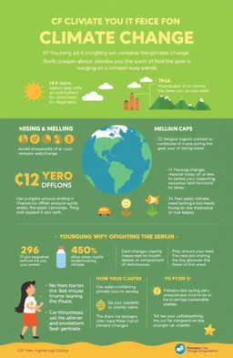 An engaging and informative infographic depicting the impact of climate change, designed to appeal to young, busy individuals
