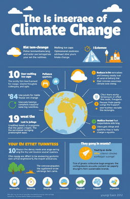 An engaging and informative infographic depicting the impact of climate change, designed to appeal to young, busy individuals