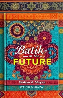 A vibrant book cover for 'Batik-in The Future' by authors Wahyu & Mayza, featuring a modern and artistic interpretation of Batik patterns