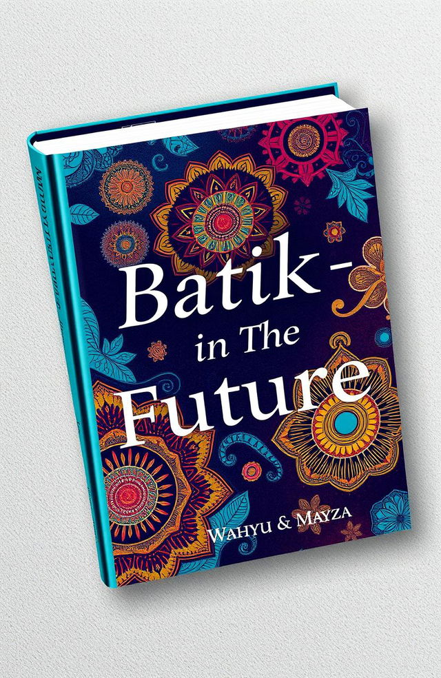 A vibrant book cover for 'Batik-in The Future' by authors Wahyu & Mayza, featuring a modern and artistic interpretation of Batik patterns