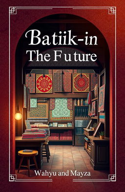 A captivating poster cover for a piece titled 'Batik-in The Future', showcasing an artistic representation of an old batik shop