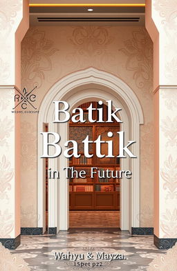 A poster cover titled 'Batik-in The Future', showcasing an aesthetic design of a batik shop with soft pastel colors