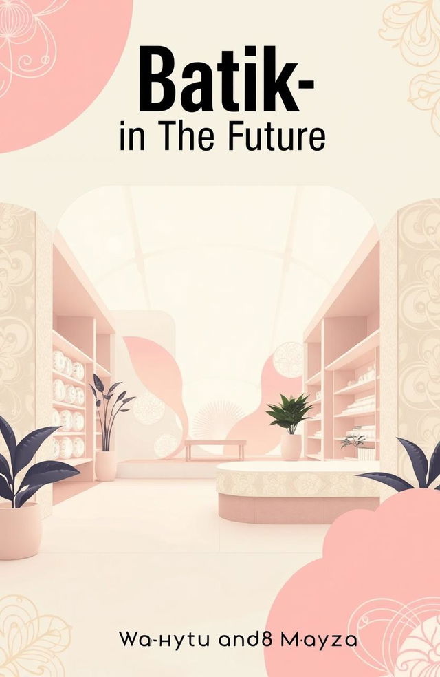 A poster cover titled 'Batik-in The Future', showcasing an aesthetic design of a batik shop with soft pastel colors