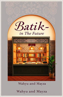 A captivating poster cover for 'Batik-in The Future' featuring a stunning and aesthetic batik store design