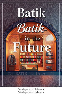 A captivating poster cover for 'Batik-in The Future' featuring a stunning and aesthetic batik store design