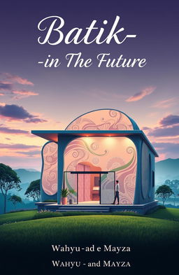 A captivating poster cover titled "Batik-in The Future" featuring a beautifully designed batik store and an aesthetic landscape