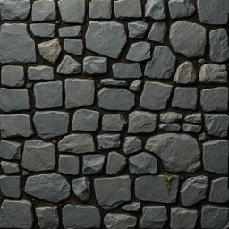 A square seamless tile design featuring a stone wall of a dungeon, showcasing various sizes and shapes of rugged stones