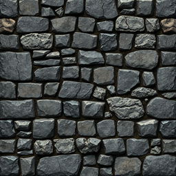 A square seamless tile design featuring a stone wall of a dungeon, showcasing various sizes and shapes of rugged stones