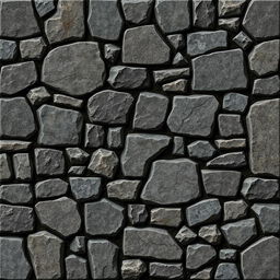 A square seamless tile design featuring a stone wall of a dungeon, showcasing various sizes and shapes of rugged stones