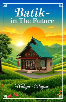 A poster cover titled "Batik-in The Future" featuring an artistic design of an old batik shop combined with an aesthetic landscape
